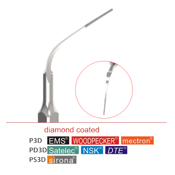 P3D-PD3D-PS3D Periodontal Scaling Tips Diamond Coated (5pcs in the pack)