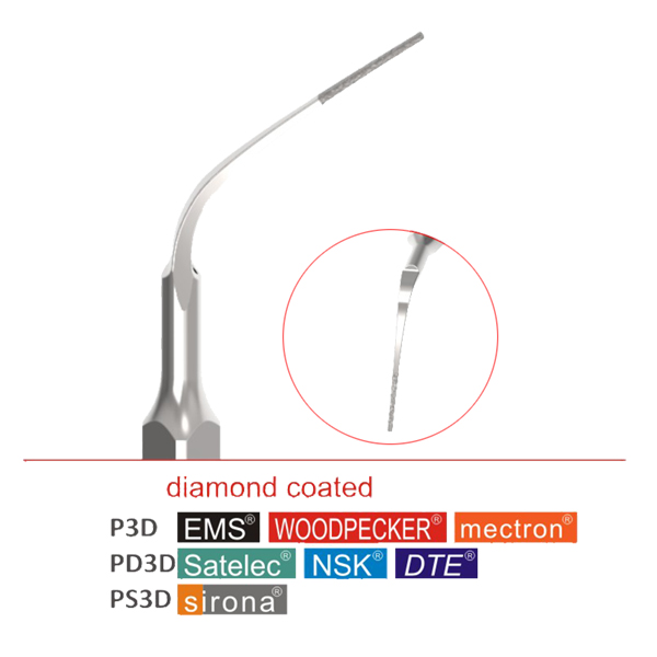 P3D-PD3D-PS3D Periodontal Scaling Tips Diamond Coated (5pcs in the pack)